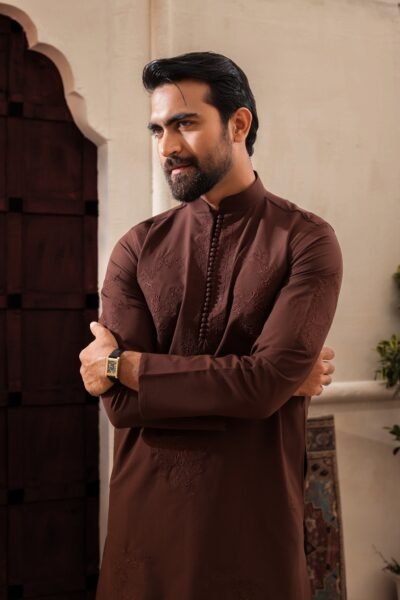 Floral embroidery work - Deep brown