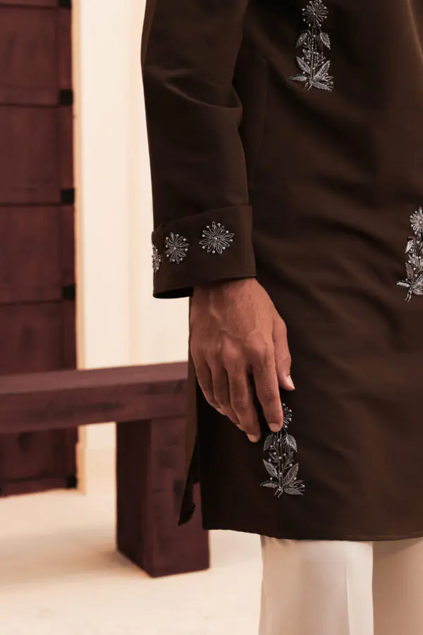 Allover Zardosi Punjabi-Dark brown