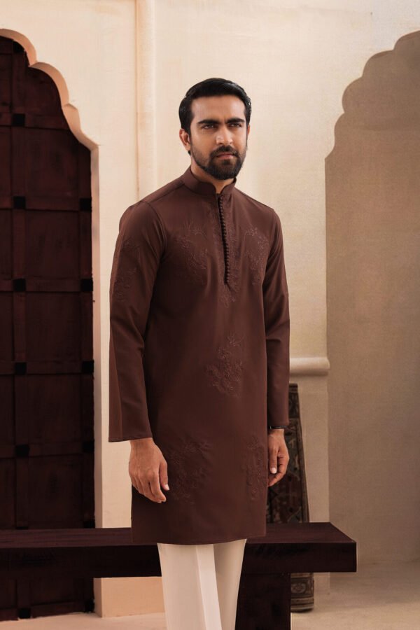 Floral embroidery work - Deep brown