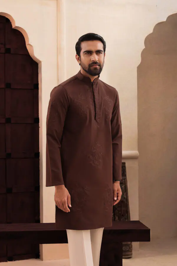Floral embroidery work - Deep brown