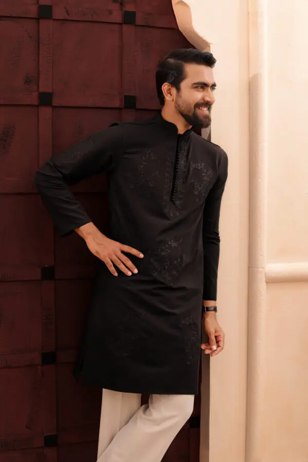 Floral embroidery work - Black