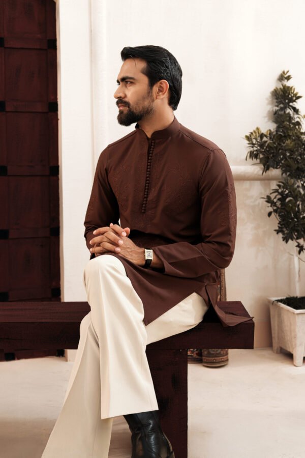 Floral embroidery work - Deep brown