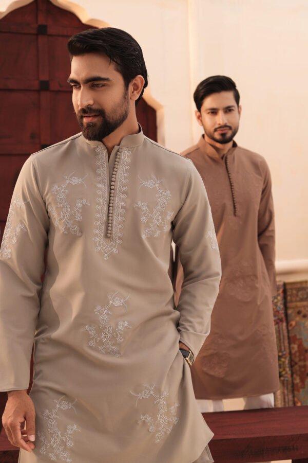 Floral embroidery work - beige