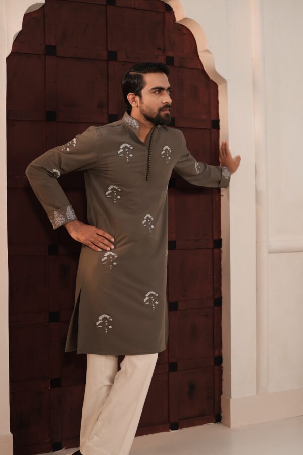 Allover Zardosi Punjabi-Gray