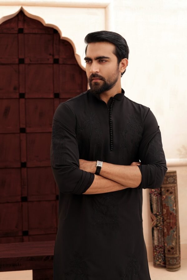 Palm Tree embroidery work - Black