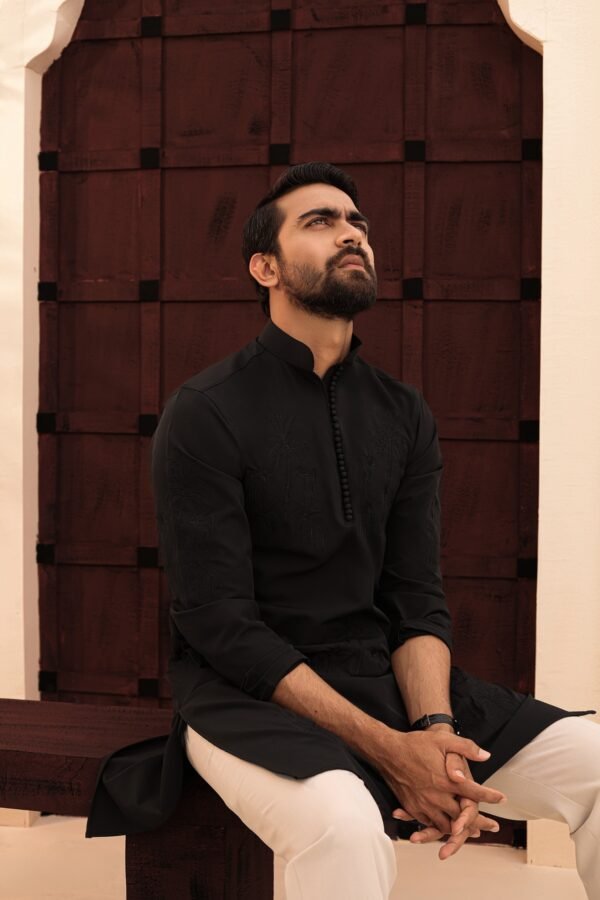 Palm Tree embroidery work - Black