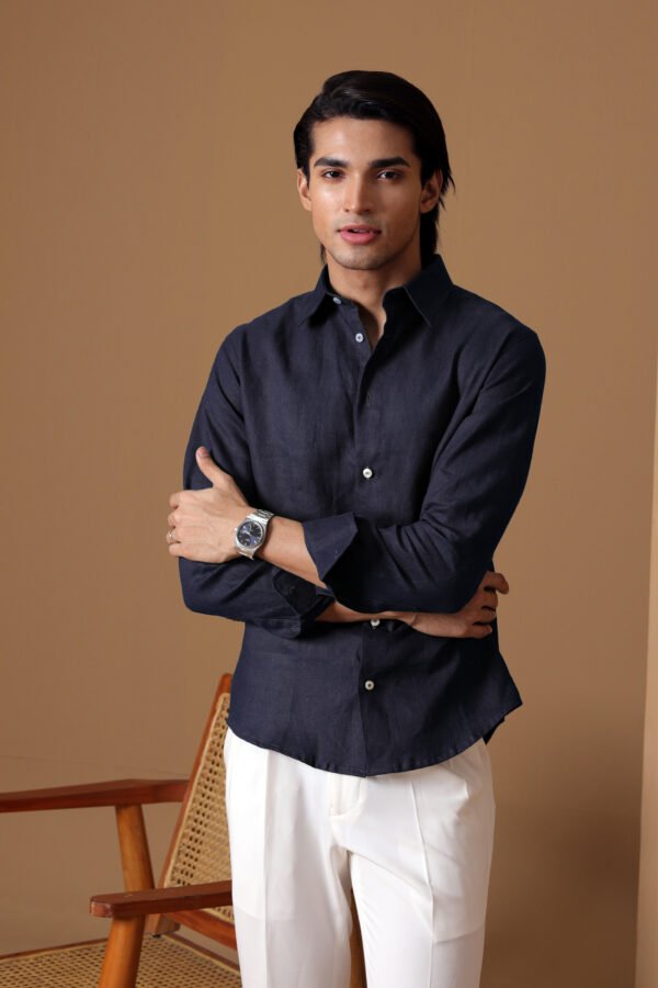 Nomad Navy blue Linen Shirt