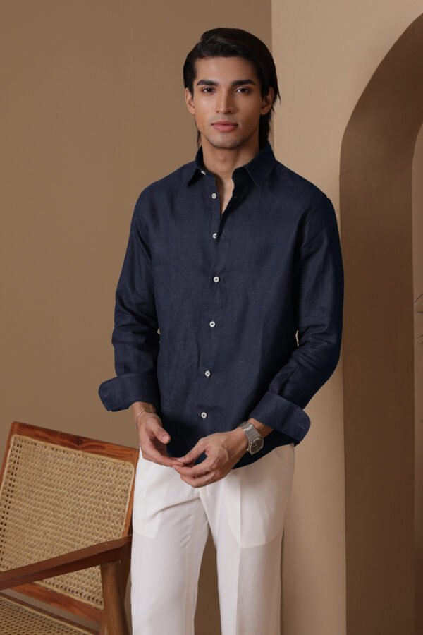 Nomad Navy blue Linen Shirt