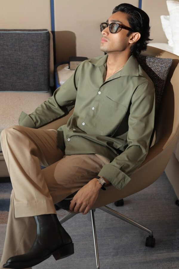 Open Collar Shirt- Sage green