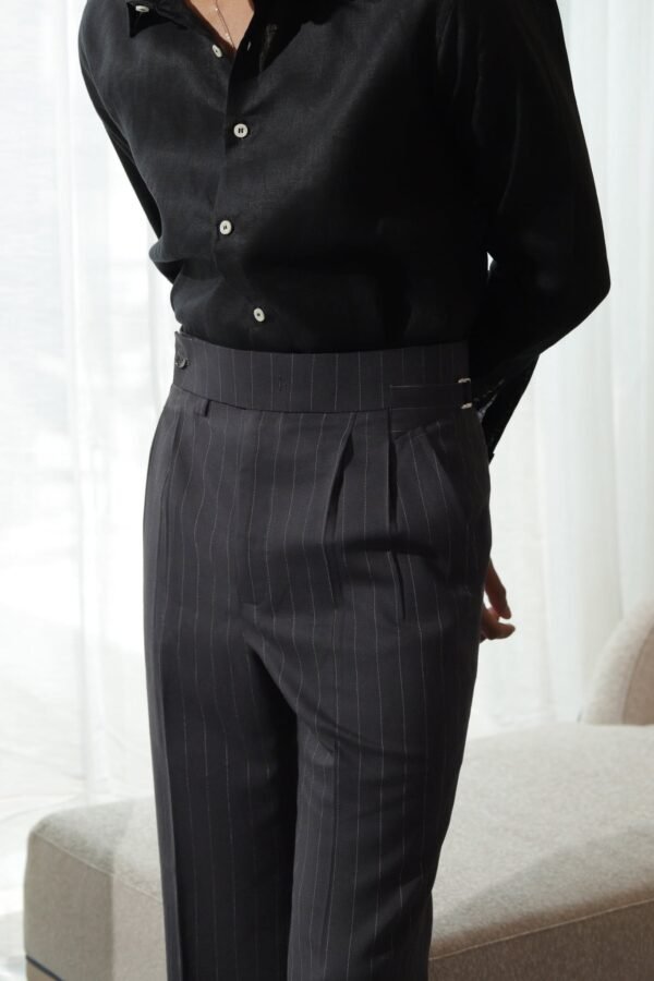 Dark grey pinstripe Flared pants without flap