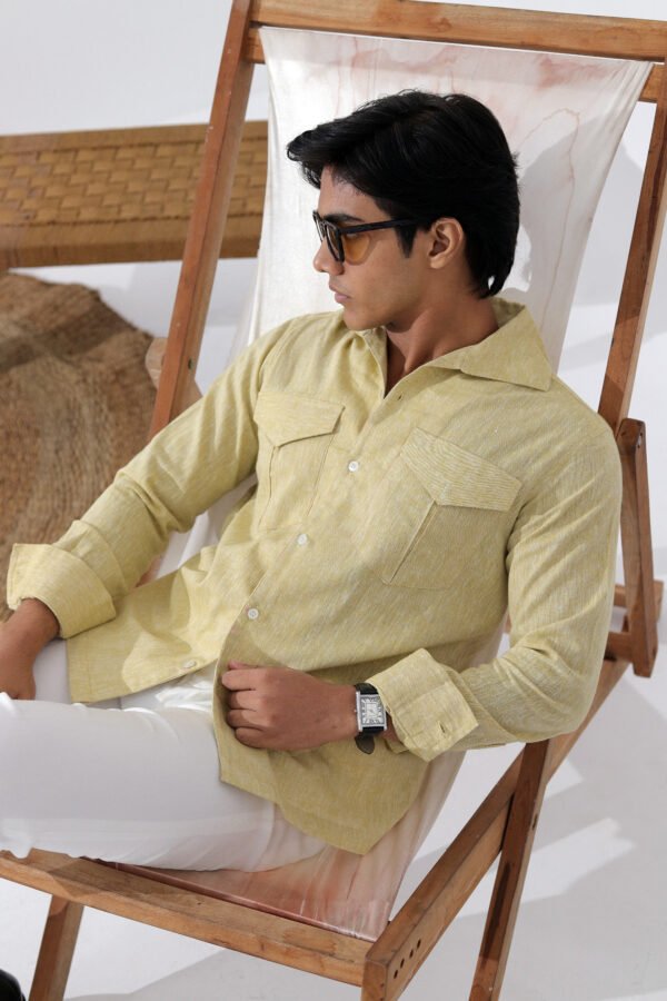 Open Collar Twin Pocket Shirt- Primrose